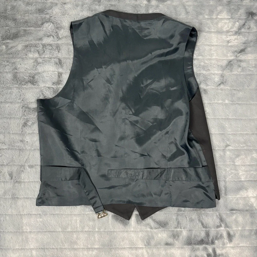 J.Crew Mens Black 100% Cotton Formal Suit Vest Waistcoat Cinch Back 7145